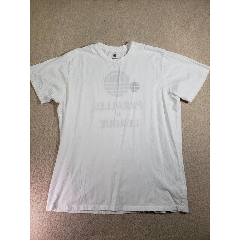 Parallel x League Shirt Mens X-Large XL White Short Sleeve Logo Graphic Pullover
